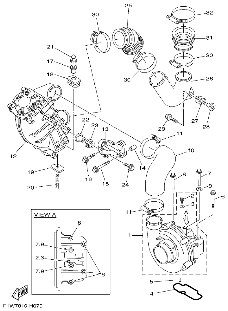 Yamaha F1WM INTAKE 2 parts diagram